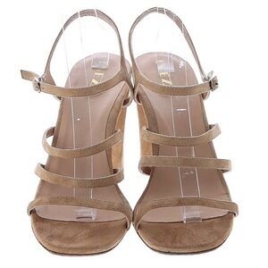 Inez Heels - Women's Tan Strappy Block Heel Sandals